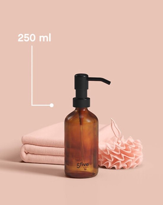 Glazen Zeepdispenser - Set van 2 - Luxe Handzeephouder in Display Box - Badkamer & Keuken Accessoire - 250 ml - Bruin