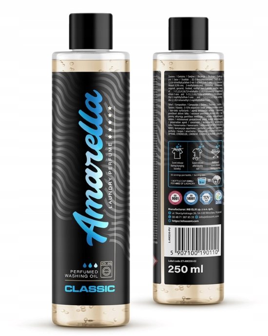 Elix - Amarella Laundry Perfume - Wasparfum - Wasmiddel Parfum - Wasverzachter Alternatief - Wasgeur Concentratie Tot 50 Wasbeurten - Langdurige Kleding Geur - Parfum Olie voor Wasmachine - 250ml - Classic