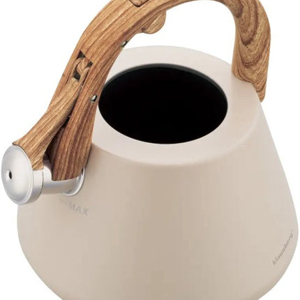 Klausberg 7950 - Fluitketel met fluit - 2.5 liter - RVS - beige - houten handvat (kopie)