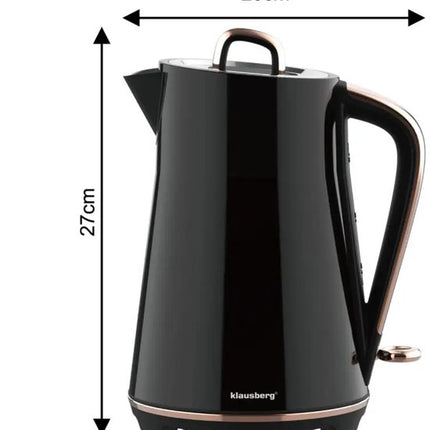 Klausberg - Waterkoker - Elektrische Waterkoker - Thee & Koffie Koker - Grote Waterkoker Snelkoker - Keuken Waterkoker Modern - 1.7L - RVS - 2200W - Zwart