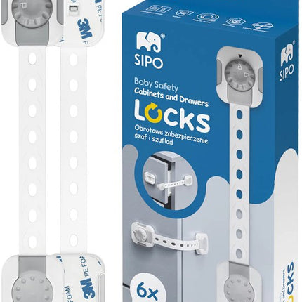 SIPO Kast- en Ladebeveiliging - Babyproof Sloten Set - Smart Lock of Snap-Lock - Set van 6 per doos - Snap-Lock kast- en Ladesloten - Set van 10 per doos - Kinderbeveiliging met 3M Tape - Wit