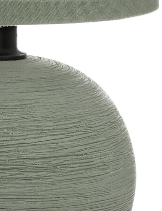 Timéo Bol Tafellamp - Keramische Lamp - Set van 2 - Moderne Tafellamp met Kabel - Sfeerverlichting voor Woonkamer - Slaapkamer - Bureau - 25cm in Hoogte - Kaki