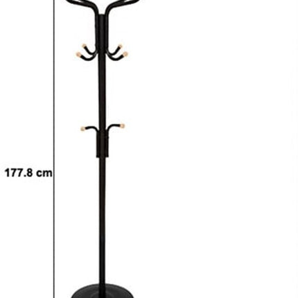 5Five Kapstok - zwart - metaal - met 11 ophanghaken - 178 cm - staand - voor in je hal