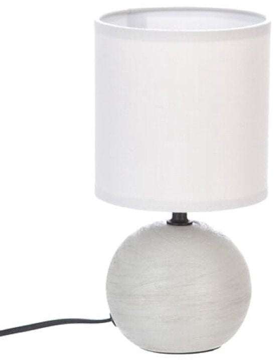 Timéo Tafellamp - Set van 2 - Tafellampen - Gestreepte Bol Lamp - E14 Tafellamp Sfeerverlichting - Keramiek - 25cm in Hoogte - Lichtgrijs
