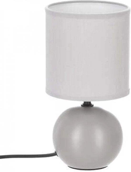 Tafellamp - Nachtkast Lamp - Nachtlampje met E14 Fitting - Stijlvolle Nachtkast Lamp - Keramiek - 25cm in Hoogte - Grijs