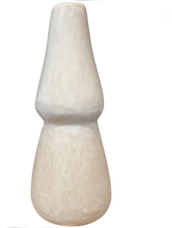 Marokkaanse Vaas 30 cm - Handgemaakte Keramieken Vaas - Mat Wit Crème Design - Voor Droogbloemen of een elegante siertak.