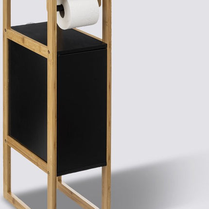 Toiletrolhouder Natureo met Reserverolhouder 33x20x80cm - Zwart/Bruin