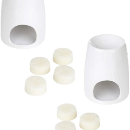 Homla - Fires Geurbrander - Set van 2 - Aroma Brander - Inclusief Geurwax - Geurverspreider - voor Woonkamer & Badkamer - Decoratie Cadeau - Keramiek met Wax Fresh Linen - Wit