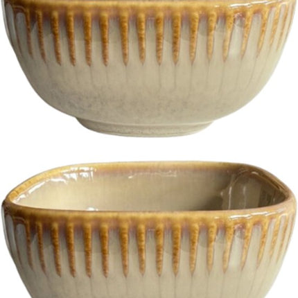 MPLCo - Ombres Mini Dip Bowl - Kom - Set van 2 - Schaaltje voor Saus & Tapas - Oven, Magnetron & Vaatwasser Bestendig - Kleine Serveerschaal Keramiek - 250ml - 10 x 10 x 5.5 cm - Lichtbruin