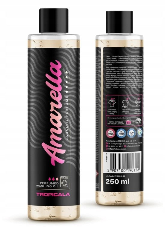 Elix - Amarella Laundry Perfume - Wasparfum - Wasmiddel Parfum - Wasverzachter Alternatief - Wasgeur Concentratie Tot 50 Wasbeurten - Langdurige Kleding Geur - Parfum Olie voor Wasmachine - 250ml - Tropicala