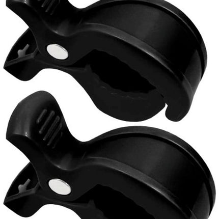 Sipo - Universele Kinderwagen Clips - Set van 2 - Stroller Pegs - Multifunctioneel ABS Klemmen - Baby Car Seat Clips - Sterke Veer Klem - 2kg Draagkracht - Kinderwagen Organizer Ophangsysteem - Universele Buggy Clips - 7.5 x 4.5 x 2.5 cm - Zwart