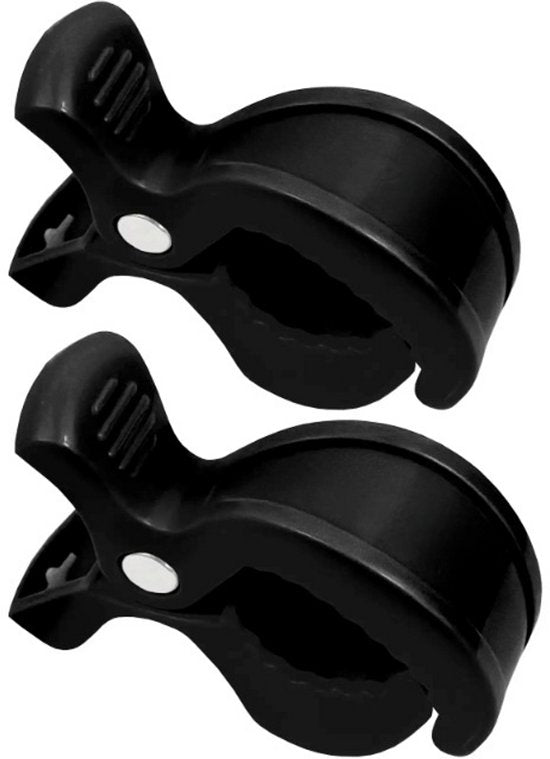 Sipo - Universele Kinderwagen Clips - Set van 2 - Stroller Pegs - Multifunctioneel ABS Klemmen - Baby Car Seat Clips - Sterke Veer Klem - 2kg Draagkracht - Kinderwagen Organizer Ophangsysteem - Universele Buggy Clips - 7.5 x 4.5 x 2.5 cm - Zwart