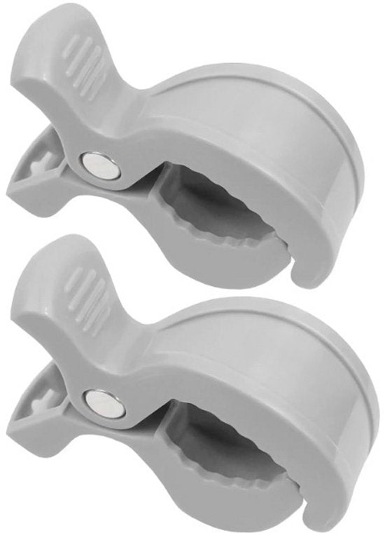 Sipo - Universele Kinderwagen Clips - Set van 2 - Stroller Pegs - Multifunctioneel ABS Klemmen - Baby Car Seat Clips - Sterke Veer Klem - 2kg Draagkracht - Kinderwagen Organizer Ophangsysteem - Universele Buggy Clips - 7.5 x 4.5 x 2.5 cm - Grijs