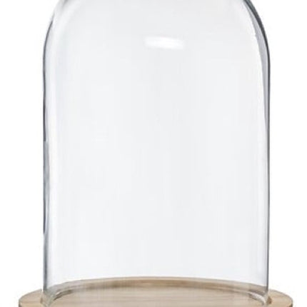 Glazen Cloche - Glazen Stolp - Glas Dome - Set van 2 - Decoratieve Stolp met Houten Voet - 18 x 25 cm - Transparant