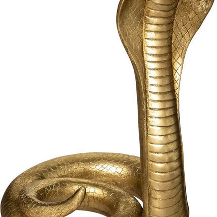 Atmosphera Home decoratie dier/slangen beeldje Cobra - goud kleurig - 36 x 25 cm