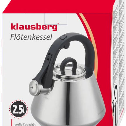 Klausberg 7947 - Fluitketel met fluit - 2.5 liter - RVS - zilverkleurig