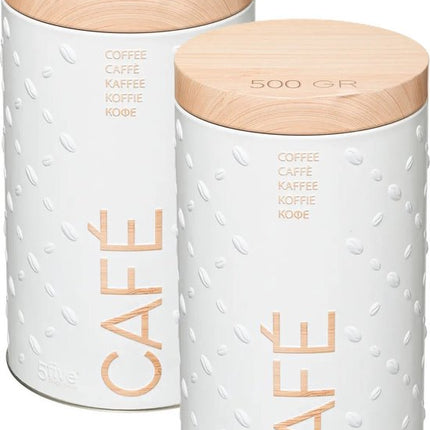 5Five Koffie voorraadbus/bewaarblik - 2x - metaal - 19 x 11 cm - 500 gram