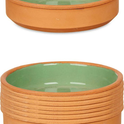 La Dehesa - Tapas / Creme brulee schaaltjes - 8x stuks - terracotta/groen - 16 x 4 cm - serveerschaaltjes - hapjes - voedsel