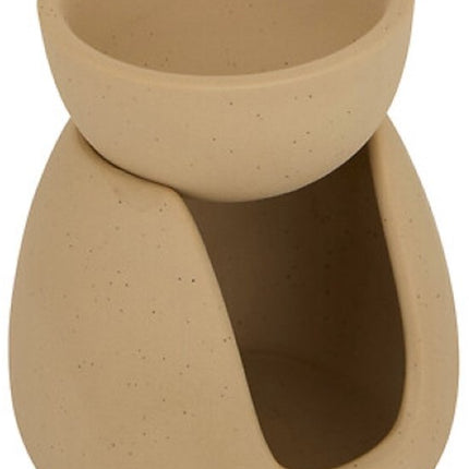 Wonja Oliebrander - Aromabrander - Set van 2 - Keramiek - Geurbrander met Theelicht - Wax Melt Brander Woondecoratie - ca. 9.3 x 7.2 x 11 cm - Beige