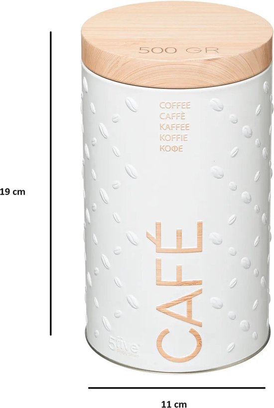5Five Koffie voorraadbus/bewaarblik - 2x - metaal - 19 x 11 cm - 500 gram