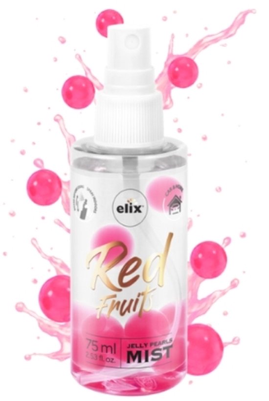 Elix - Jelly Pearls Luchtverfrisser Spray - Auto Luchtverfrisser Compact - Interieur Parfum - voor Kamer & Auto Geur Spray - 75ml - Red Fruits