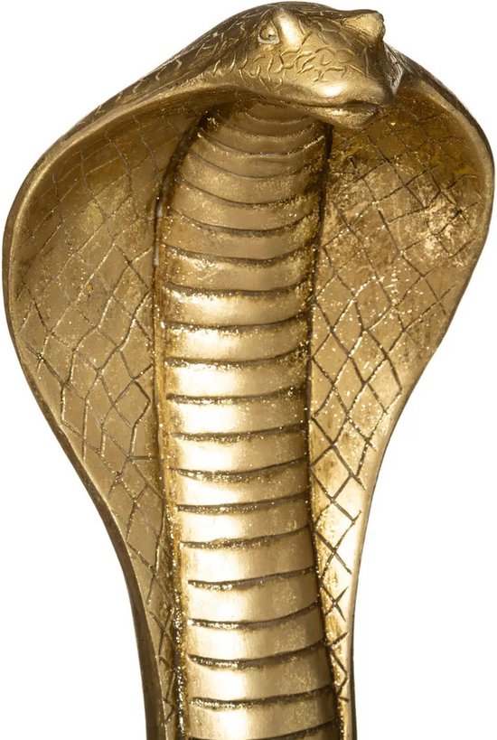 Atmosphera Home decoratie dier/slangen beeldje Cobra - goud kleurig - 36 x 25 cm