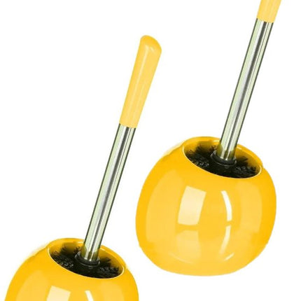 5five wc-borstel met houder rond, geel glans, keramiek, 36 cm (set van 2)