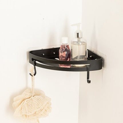 Blackalu Doucherek - Douchemand - Set van 2 - Badkamer Opbergrek - Zelfklevend Doucherek - Douche Plank Hoek - Zonder Boren - Aluminium - 29.2 x 23.5 x 4 cm - Zwart