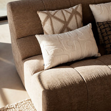 Decoratieve Kussens - Bankkussens - Sierkussens Set van 2 - Bedkussens - Dune Design - Rits - Wasbaar - Binnengebruik - Voor Bank, Bed en Fauteuil - Woonkamerdecoratie - Vierkant - Katoen - 40 x 40 cm - Beige