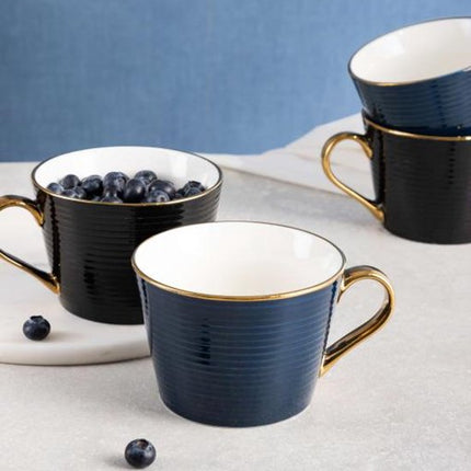 Homla - Renne Mok - Grote Koffiemok - Theemok - Cappuccino Mok - Vaatwasser Bestendig - 450 ml - Keramiek - 15 x 12 x 9 cm - Donkerblauw