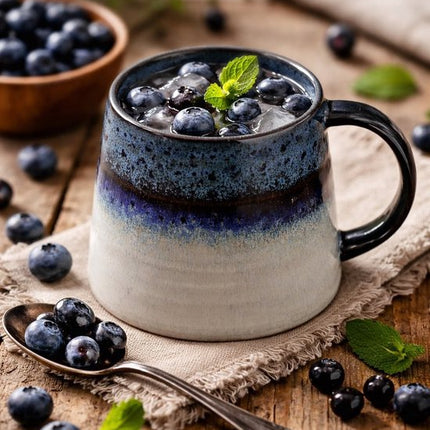 MPLCo - Ombres Mok - Koffiemok - Set van 4 - Theemok - Unieke Beker - Moderne Koffiebeker Servies - Vaatwasser & Magnetron Bestendig - 400ml - Ø10 x 10 cm - Navy blauw en Grijs