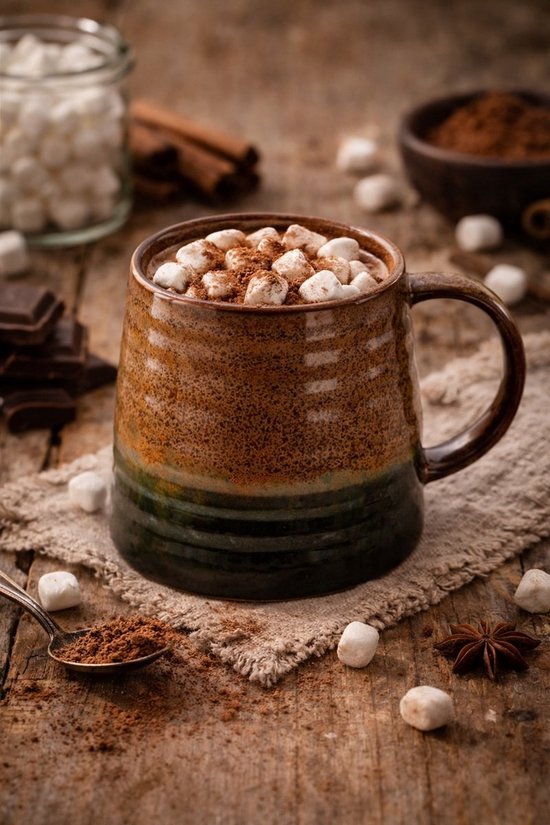 MPLCo - Ombre Insta Mok - Koffiemok met Reactieve Glazuur - Set van 4 - Theemok Groot - Modern Design - Oven & Magnetron Bestendig - Handgemaakte Beker - Vaatwasserbestendig - Keramiek - 400ml - Groen/Bruin