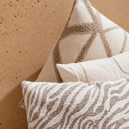 Decoratieve Kussens - Bankkussens - Sierkussens Set van 2 - Bedkussens - Dune Design - Rits - Wasbaar - Binnengebruik - Voor Bank, Bed en Fauteuil - Woonkamerdecoratie - Vierkant - Katoen - 40 x 40 cm - Beige