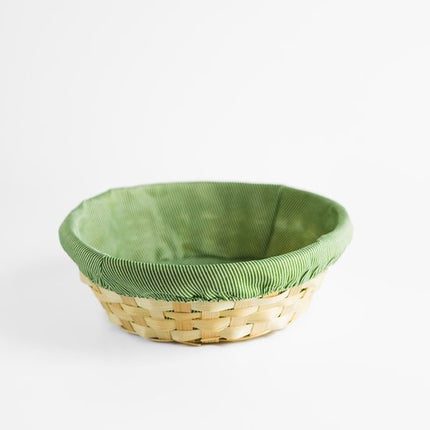 MPLCo - Multifunctionele Opbergmand - Decoratieve Mand - Mand met Cover - Natuurlijke Bamboo Organizer - Opbergmand Badkamer voor Keuken & Slaapkamer - Rond - Ø25 x 7 cm - Natuurlijk / Groen