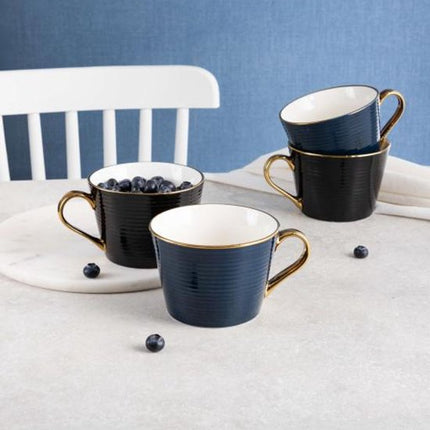Homla - Renne Mok - Grote Koffiemok - Theemok - Cappuccino Mok - Vaatwasser Bestendig - 450 ml - Keramiek - 15 x 12 x 9 cm - Donkerblauw