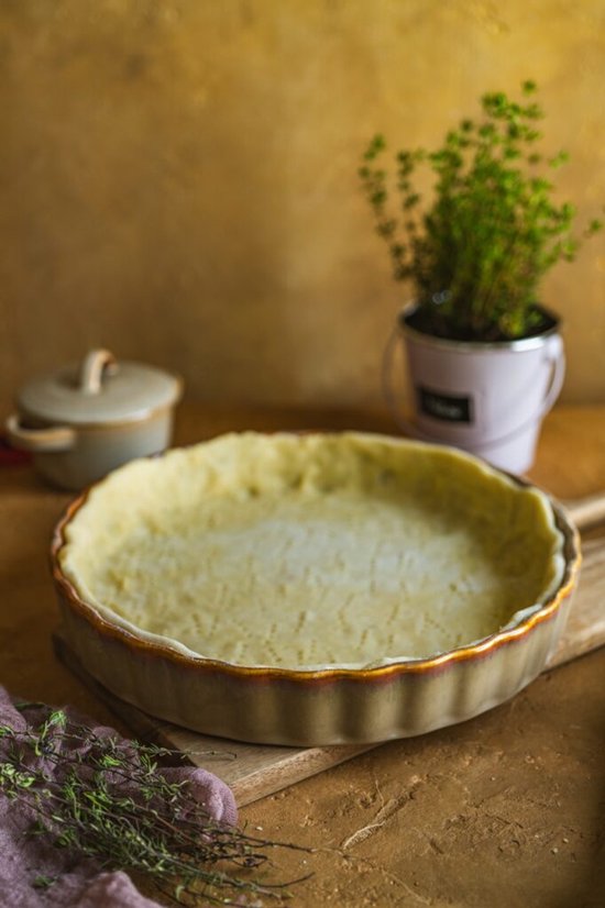 MPLCo - Ombres Taartvorm - Quiche Vorm - Ovenbestendige Bakvorm - Quiche en Bak Schaal Design - Vaatwasser & Magnetron Bestendig - Keramiek - Rond - Ø26 x 4.5 cm - Lichtbruin