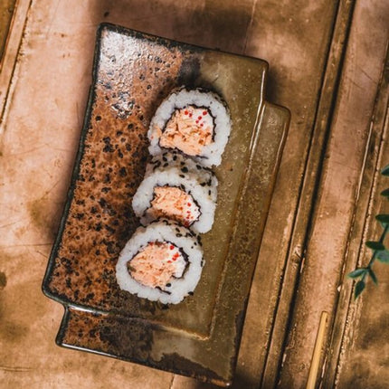 MPLCo - Ondes Serveerschaal - Schaal Sushi & Tapas - Serveerschaal op Voet - Vaatwasser & Magnetron Bestendig - Decoratief Bord op Voet - Keramiek - ca. 17 x 2-4.5 cm - Aardetinten