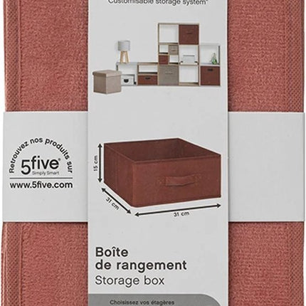 5Five Opbergmand/kastmandje - Bordeaux rood - 31 x 31 x 31 cm - 29 liter - Vakkenkast manden - Stof met versterkte bodem - Opvouwbaar