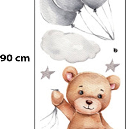 Sipo Wandsticker Beer met Ballonnen - Zelfklevende Muurdecoratie voor Kinderkamer - 67x50 cm - Kleurrijke Beer Wandsticker voor Babykamer en Peuterruimte