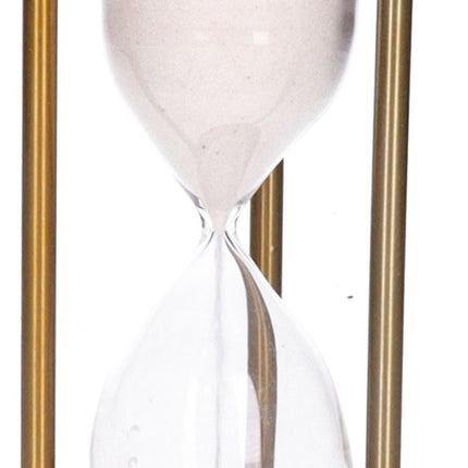 Atmosphera Zandloper cilinder - decoratie of tijdsmeting - 3.5 minuten wit zand - H16 cm - glas/mango hout