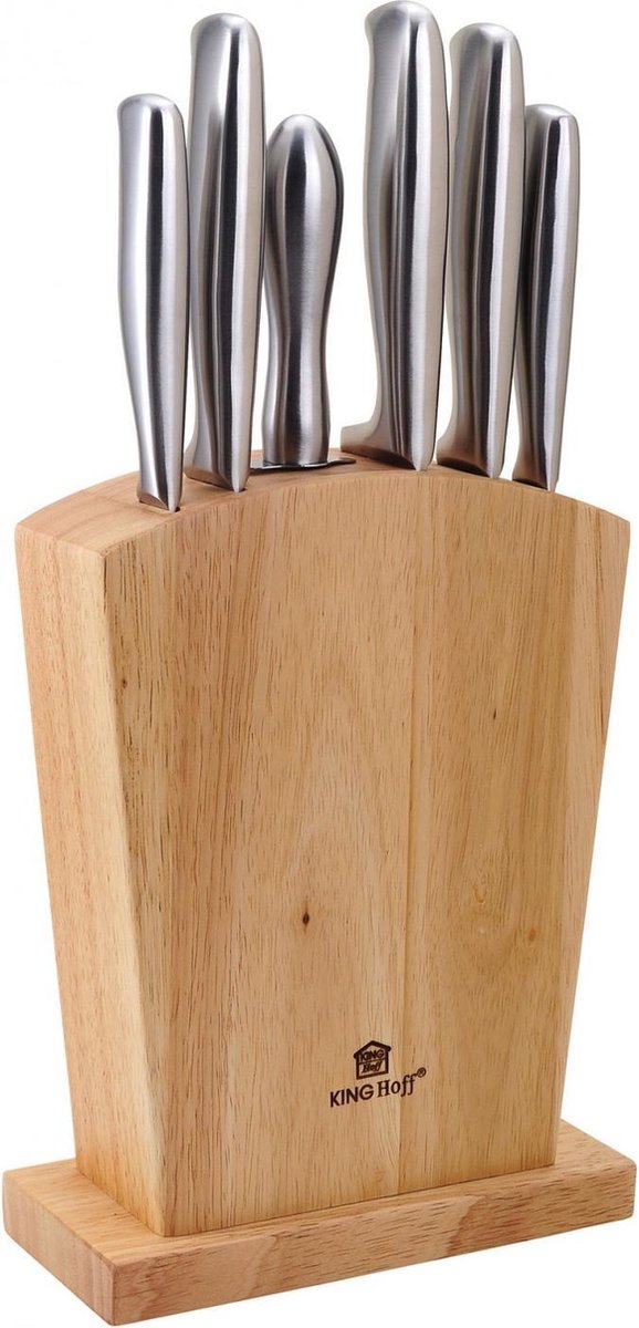 Kinghoff 1154 Messenset - Messenblok hout - rvs - 6 delig