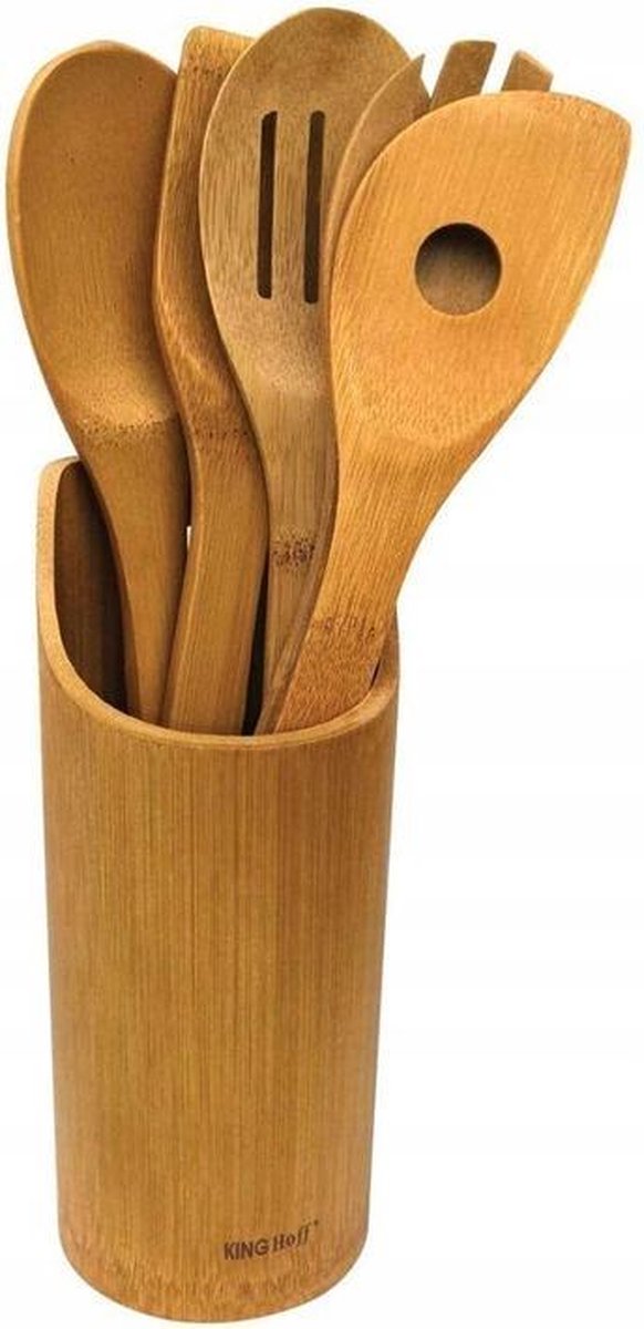 kinghoff 1362 - Houten keukenset - 5 delig + houder