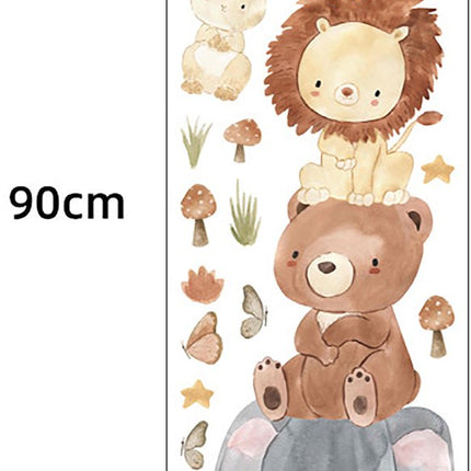 Wandsticker Dierenpiramide Meetlat - Educatieve Groeimeter voor Kinderkamer - 50 tot 250cm - Dieren Meetsticker voor Peuter- en Babykamer