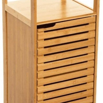 Staand Houten Badkamerrek - Bamboe - onderkast - opbergrek - 78,5 cm hoog en 30 cm breed - 1 deur - 4 etages