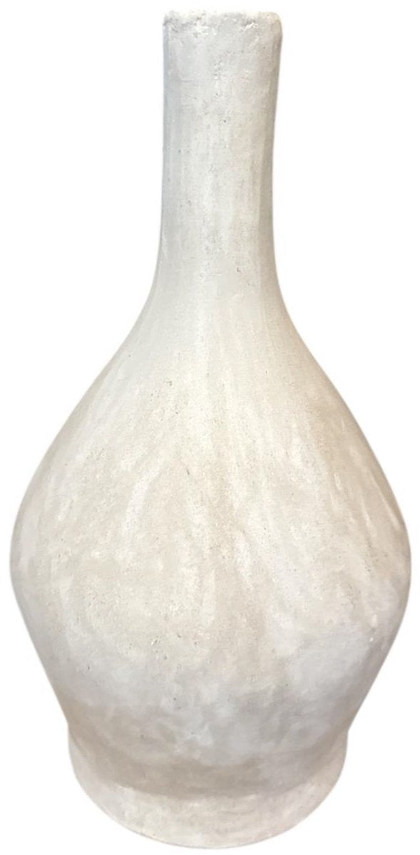 Handgemaakte Witte Keramieken Vaas 32 cm - Mat Aardewerk Vaas - Decoratieve Bloemenvaas - Bloemenhouder -