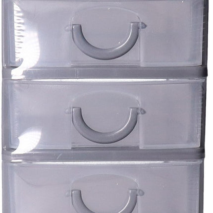 5Five Ladeblokje kunststof met 5 lades - transparant/grijs- 9 x 13 x 19 cm - opberglades