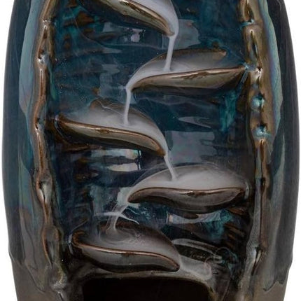 Wierookfontein - Donkerblauw - 20 x 11 cm - Wierookbrander voor Stokjes en Kegeltjes - Keramiek - Keramisch -