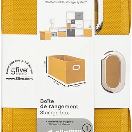 5Five Opbergmand/kastmandje - Geel - 31 x 31 x 31 cm - 29 liter - Vakkenkast manden - Stof met versterkte bodem - Opvouwbaar
