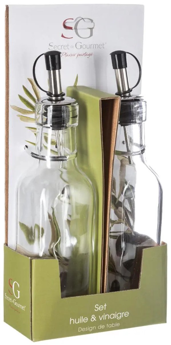 5Five Azijn/Olie flessen voor op tafel - 4x stuks - glas - 160 ml per fles - olijfolie en tafelazijn