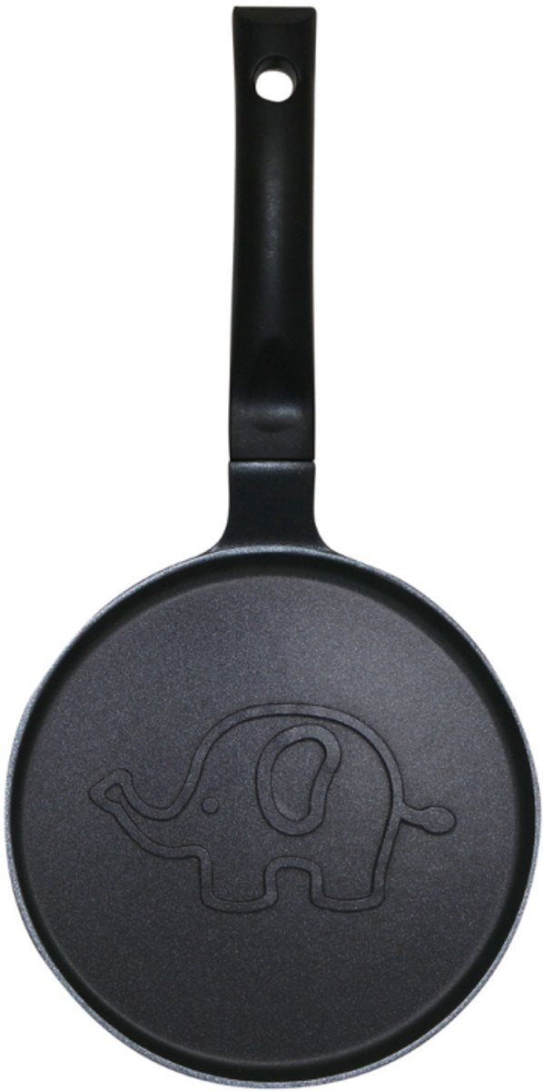 Klausberg KB-7974 Pannekoekenpan - Olifant Motief - Ø18 cm - Zwarte Antiaanbaklaag - Geschikt voor Alle Kookstellen Inclusief Inductie